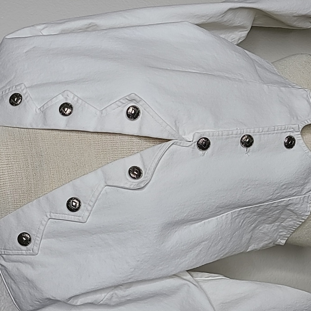 Jacket Size Medium White Denim Jean Blazer Coastal Cowgirl Western Wear Fashion - Picture 3 of 8